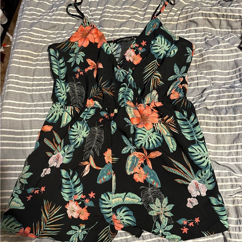 Floral Print Women's Short Romper